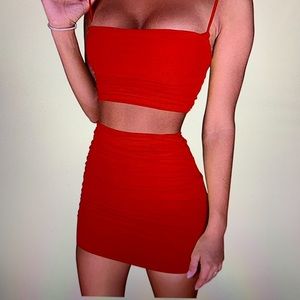 red two piece set